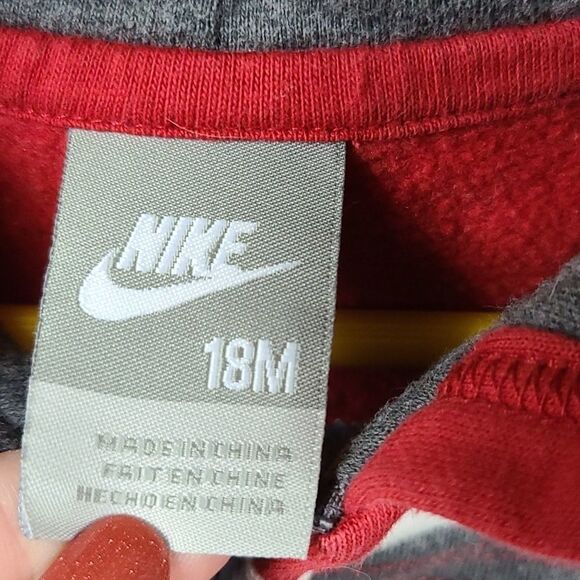 Nike Boys 18M Baby/Toddler Warm Winter Fleece Hoodie Sweatshirt Gray Zip Front - Picture 4 of 6